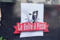 La boite ÃÂ  pizza logo brand and text sign front of Pizza boxes restaurant Home